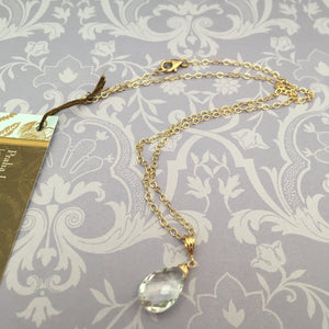 Clear Quartz Pendant Necklace in 14K Gold Fill