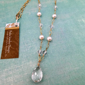 Crystal Quartz and Freshwater Pearl Necklace in 14K Gold Fill