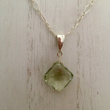 Load image into Gallery viewer, Large Cushion Cut Green Amethyst Necklace in Sterling Silver
