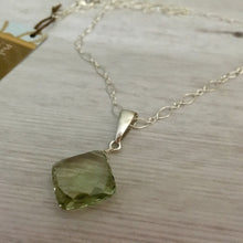 Load image into Gallery viewer, Large Cushion Cut Green Amethyst Necklace in Sterling Silver
