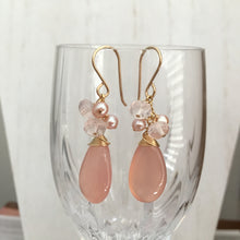 Load image into Gallery viewer, Large Pink Drop Chalcedony Earrings in 14K Gold Fill
