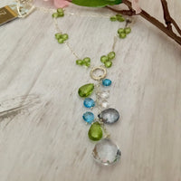 Ocean Drop Lariat Necklace in Sterling Silver