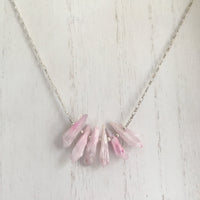 Raw Pink Quartz Point Stone Necklace in Sterling Silver