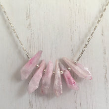 Load image into Gallery viewer, Raw Pink Quartz Point Stone Necklace in Sterling Silver
