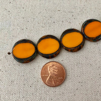 Orange Czech Coin Glass Beads