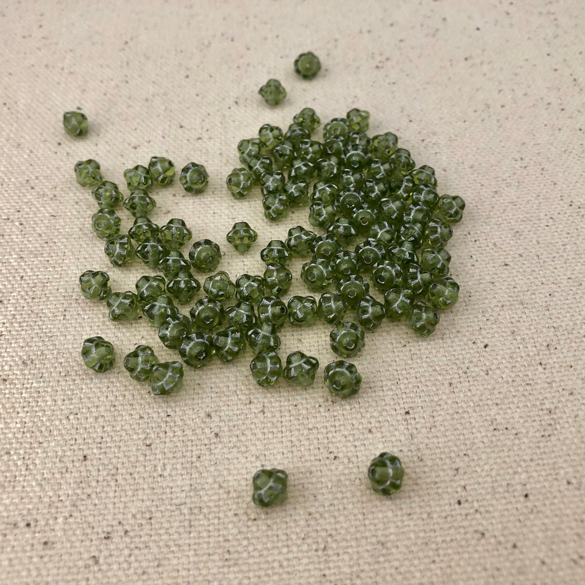 Green Saturn-Shape Bead, Czech 5MM