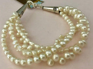 Freshwater Pearl Multi-Strand Bracelet in Sterling Silver