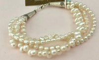 Freshwater Pearl Multi-Strand Bracelet in Sterling Silver