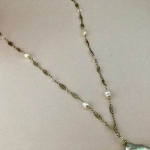 Bronze Coin Pearl Necklace