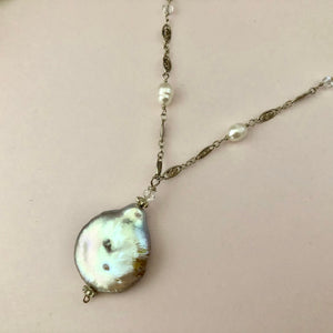 Bronze Coin Pearl Necklace