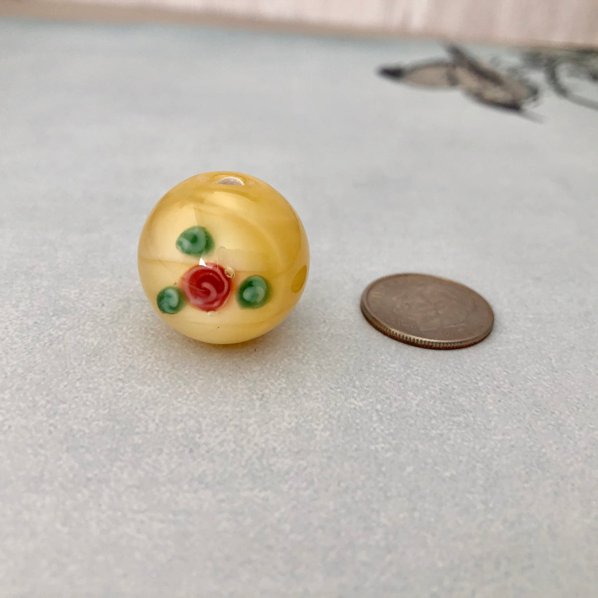 Large Yellow Czech Lampwork Beads