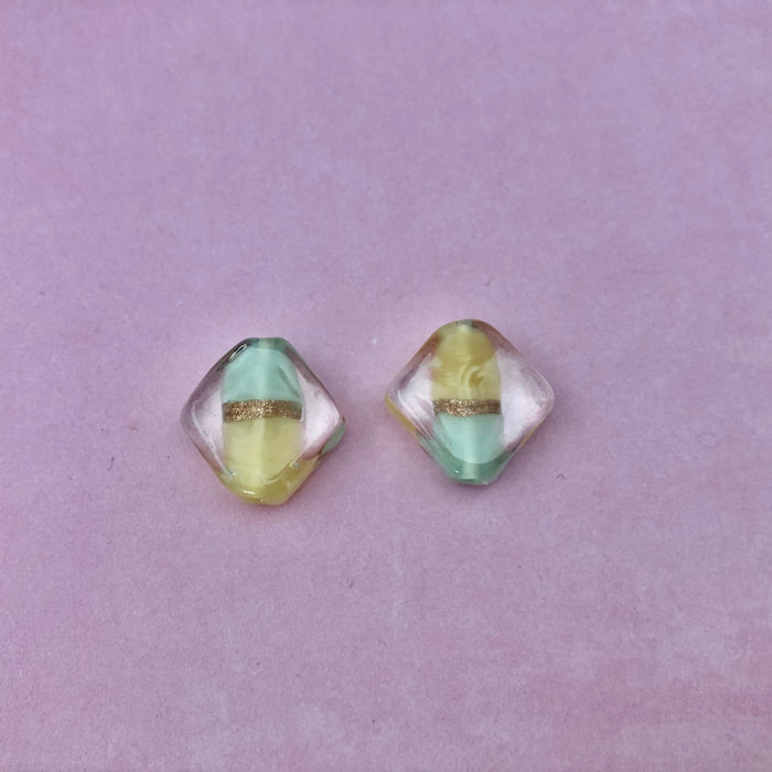 Czech Pastel Diamond-Shape Lampwork Beads