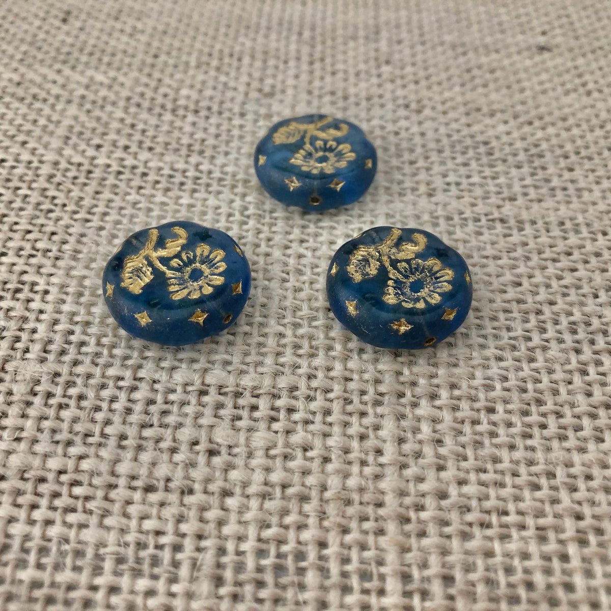 Denim Blue Daisy Coin-Shape Beads,15MM