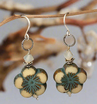 Czech Glass Floral Earrings in Sterling Silver