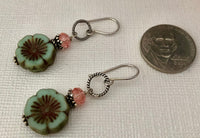 Czech Glass Flower Earrings in Sterling Silver