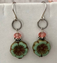 Load image into Gallery viewer, Czech Glass Flower Earrings in Sterling Silver
