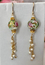 Load image into Gallery viewer, Murano White and Pink Wedding Cake Dangle Earrings In 14K Gold Fill
