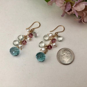 Floral Pastel Dangle Earrings in 14K Gold Fill