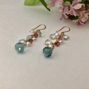 Floral Pastel Dangle Earrings in 14K Gold Fill