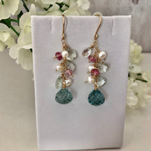 Load image into Gallery viewer, Floral Pastel Dangle Earrings in 14K Gold Fill
