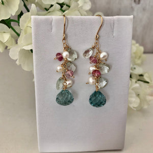 Floral Pastel Dangle Earrings in 14K Gold Fill