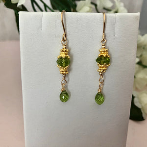 Peridot Drop Earrings in 14K Gold Fill