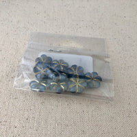 Blue Puffed Flower Czech Glass Beads