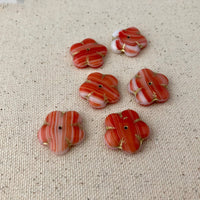 Tangerine Czech Puffed Glass Flower Beads