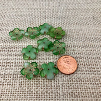 Green Puffed Hibiscus Flower Beads, Czech 16MM