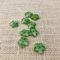 Green Puffed Hibiscus Flower Beads, Czech 16MM