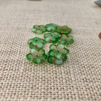 Green Puffed Hibiscus Flower Beads, Czech 16MM