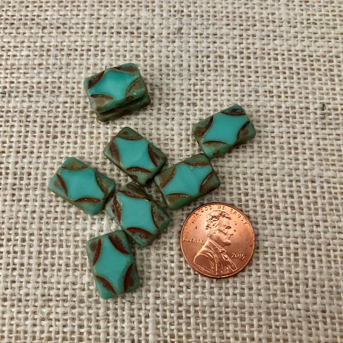 Czech Stained Glass Rectangle Beads