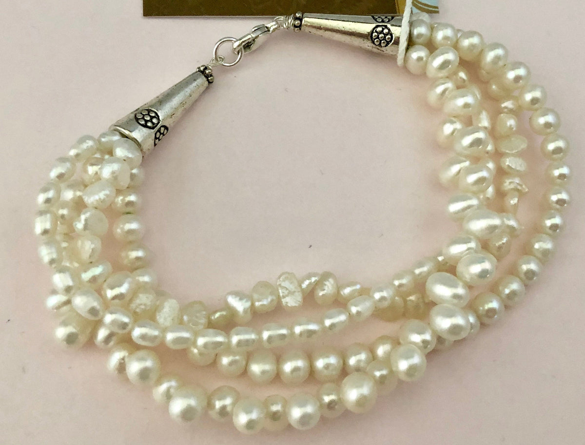 Freshwater Pearl Multi-Strand Bracelet in Sterling Silver