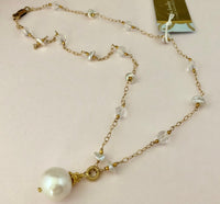 Freshwater Pearl and White Topaz Necklace in 14K Gold Fill