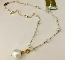 Load image into Gallery viewer, Freshwater Pearl and White Topaz Necklace in 14K Gold Fill
