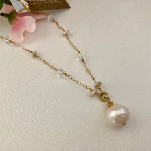 Load image into Gallery viewer, Freshwater Pearl and White Topaz Necklace in 14K Gold Fill
