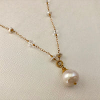 Freshwater Pearl and White Topaz Necklace in 14K Gold Fill