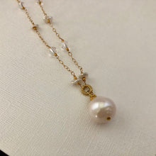 Load image into Gallery viewer, Freshwater Pearl and White Topaz Necklace in 14K Gold Fill
