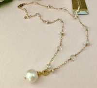 Freshwater Pearl and White Topaz Necklace in 14K Gold Fill