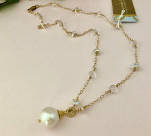 Load image into Gallery viewer, Freshwater Pearl and White Topaz Necklace in 14K Gold Fill
