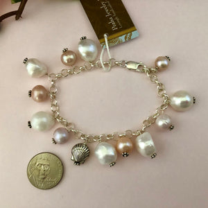 Summertime Pearl Charm Bracelet in Sterling Silver