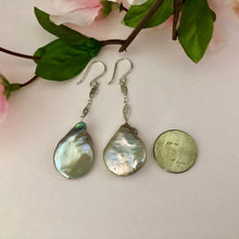 Load image into Gallery viewer, Bronze Coin Pearl Drop Earrings in Sterling Silver
