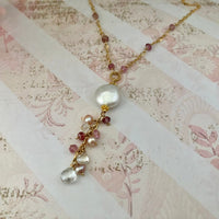 Freshwater Coin Pearl Drop Necklace in 14K Gold Fill