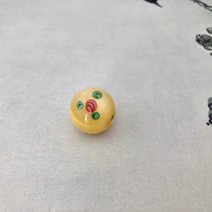 Large Yellow Czech Lampwork Beads