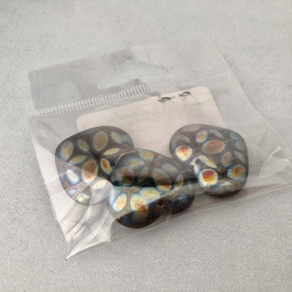 Large Black Rainbow Glass Heart Beads, Czech 30MM