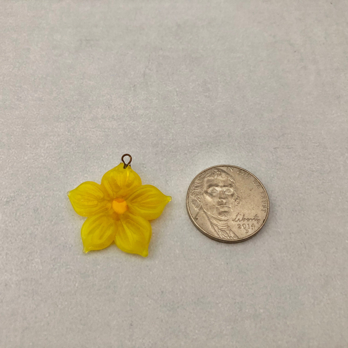 Czech Glass Yellow Flower Bead