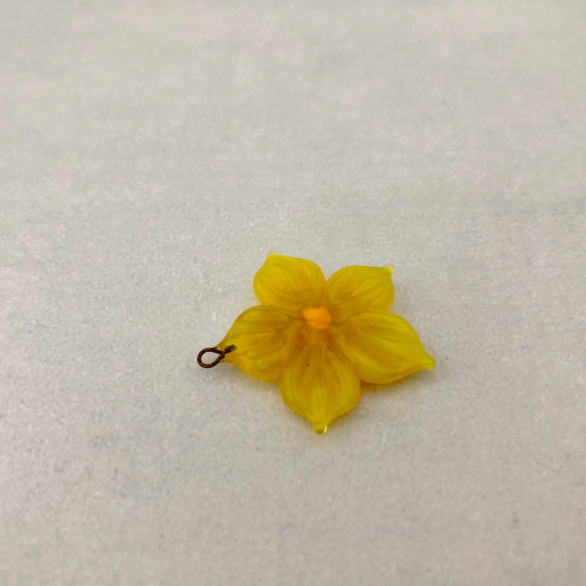 Czech Glass Yellow Flower Bead