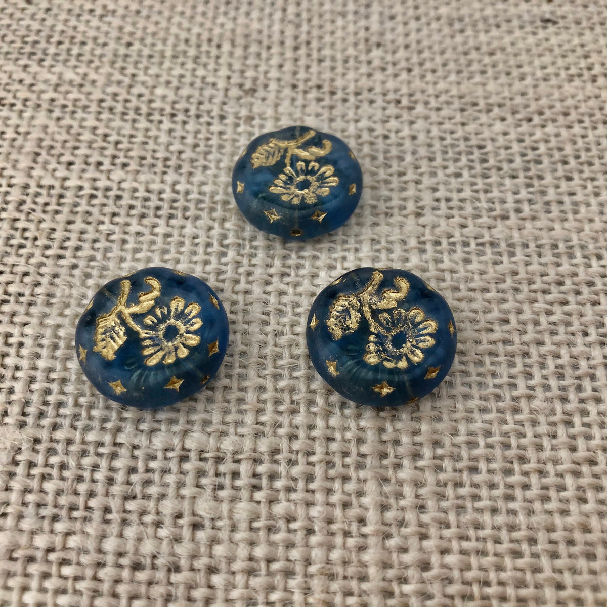 Denim Blue Daisy Coin-Shape Beads,15MM