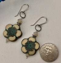 Czech Glass Floral Earrings in Sterling Silver