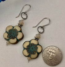 Load image into Gallery viewer, Czech Glass Floral Earrings in Sterling Silver
